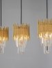 Lampa wisząca złota potrójna klosze kryształowe kształt stożkowy designerska nowoczesna glamour nad stół PELAVRO LE45106 Luces Exclusivas